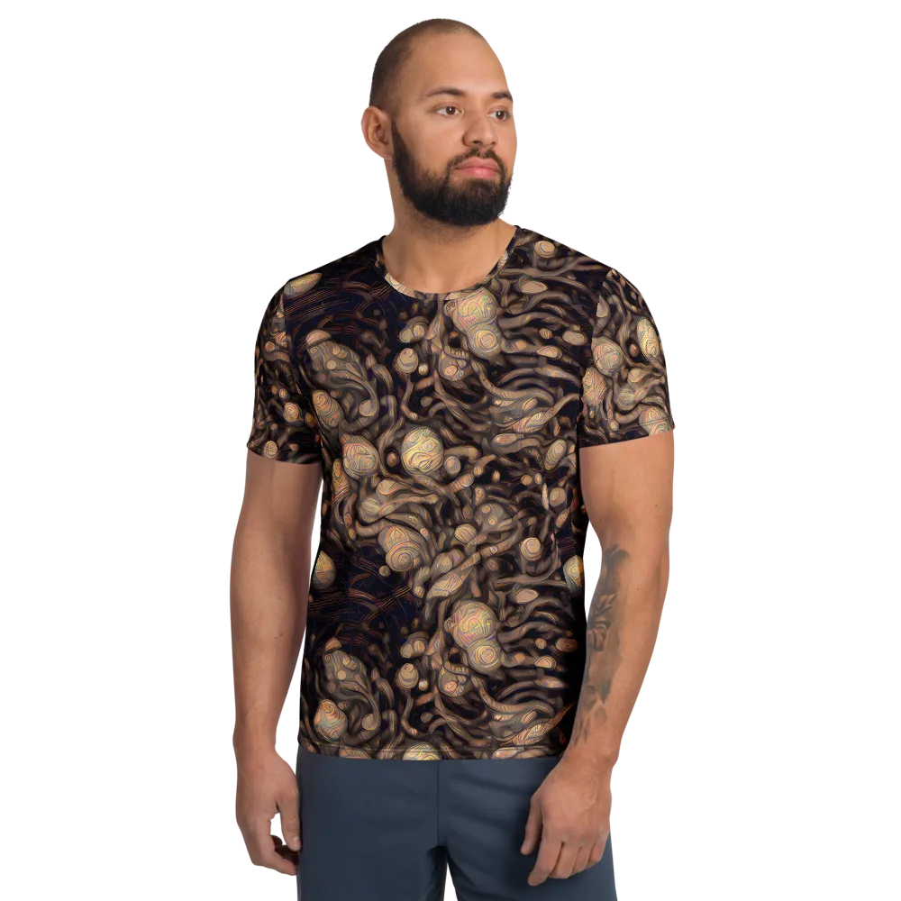 Midnight Tree Rings on Men's Athletic T-Shirt — Front