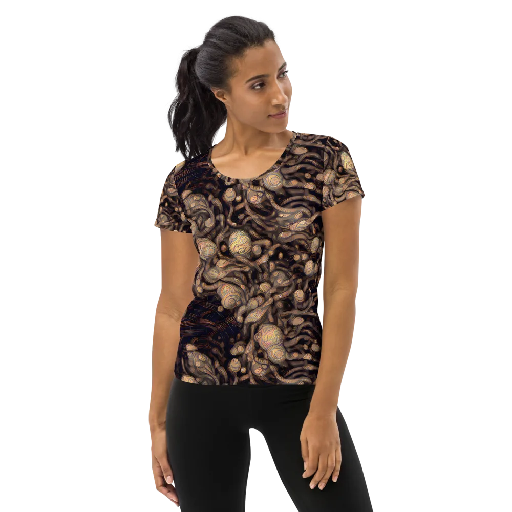 Midnight Tree Rings on Women's Athletic T-Shirt — Front