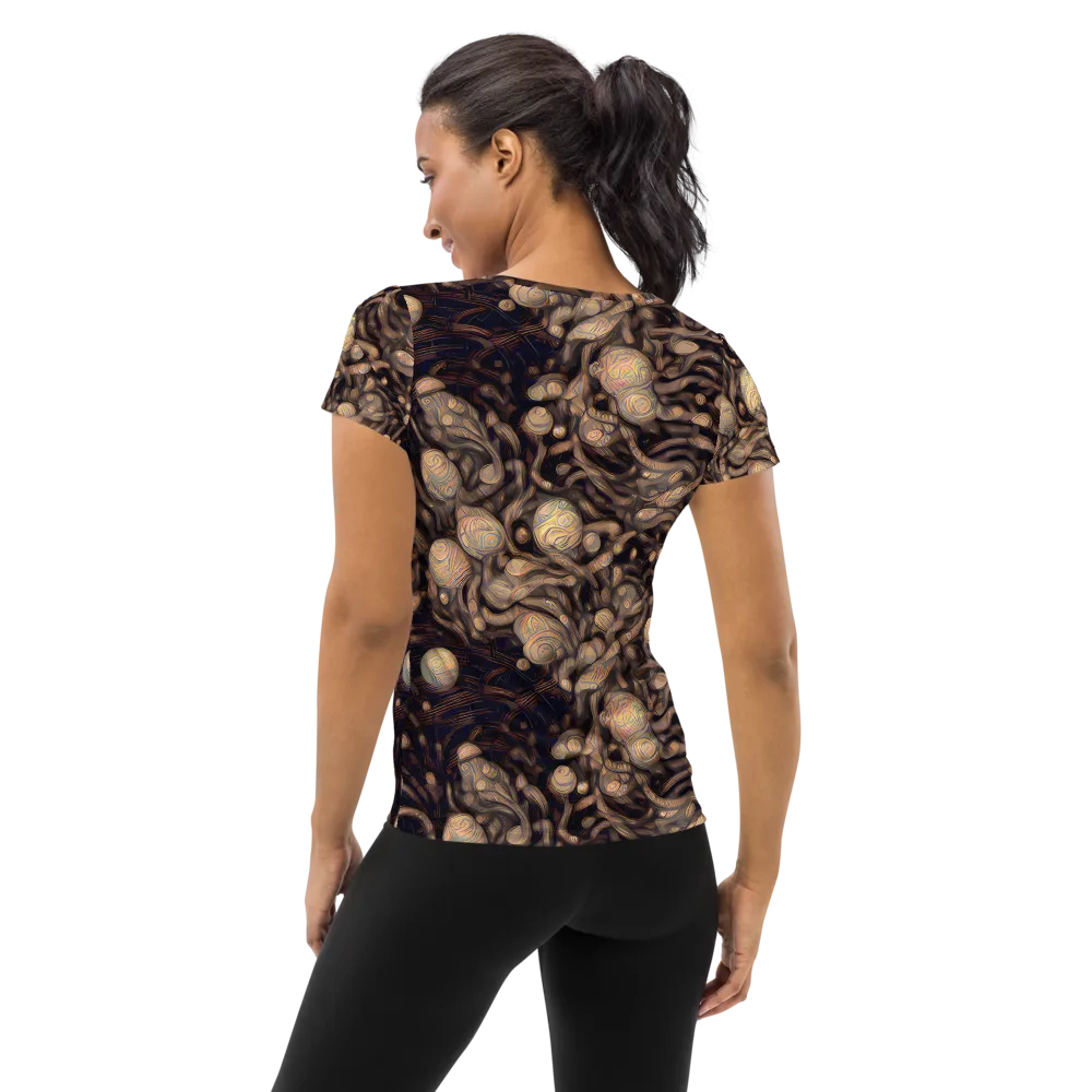 Midnight Tree Rings on Women's Athletic T-Shirt — Back