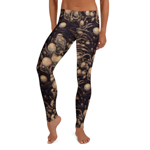 Midnight Tree Rings on a Leggings