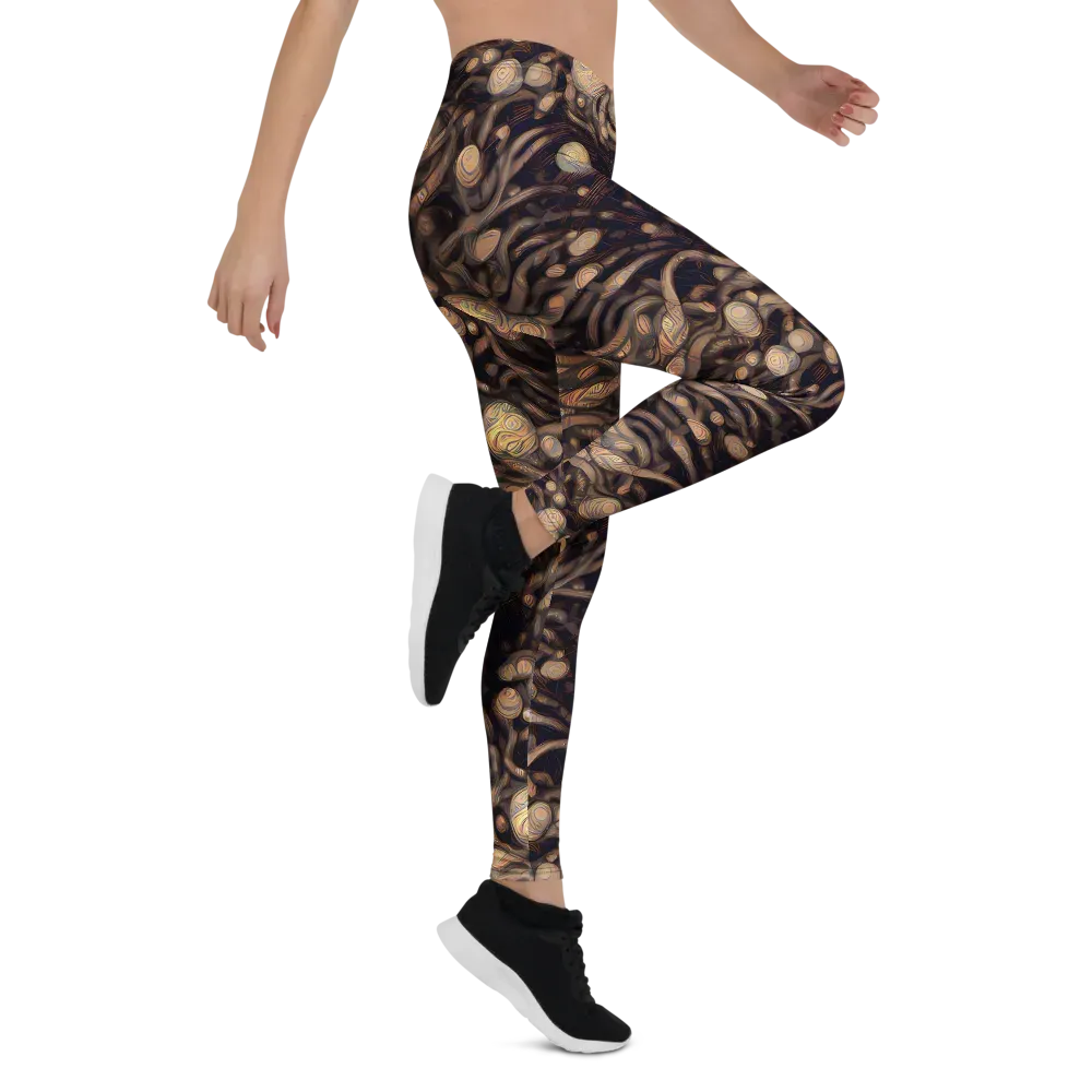 Midnight Tree Rings on Leggings — Right