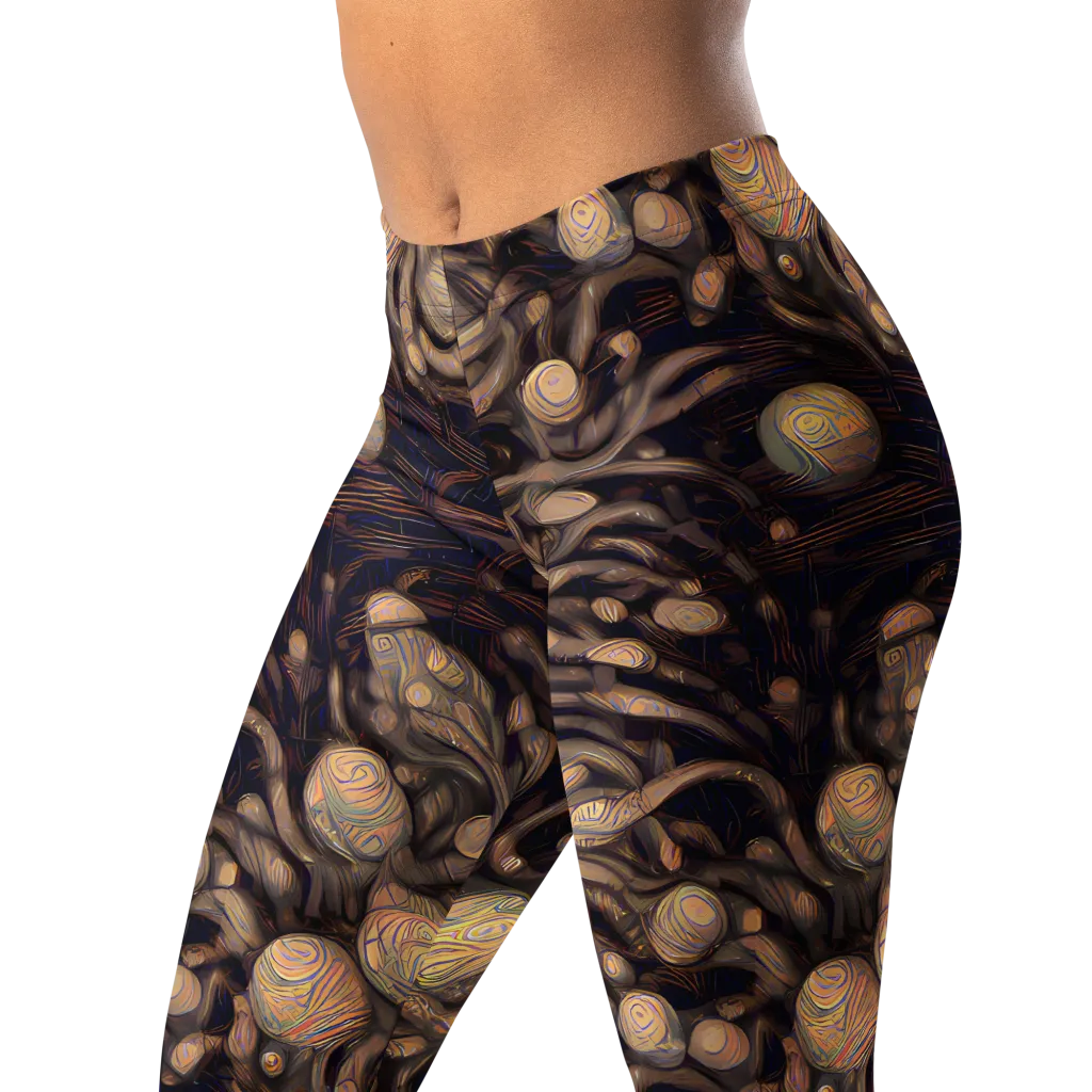 Midnight Tree Rings on Leggings — Left Front