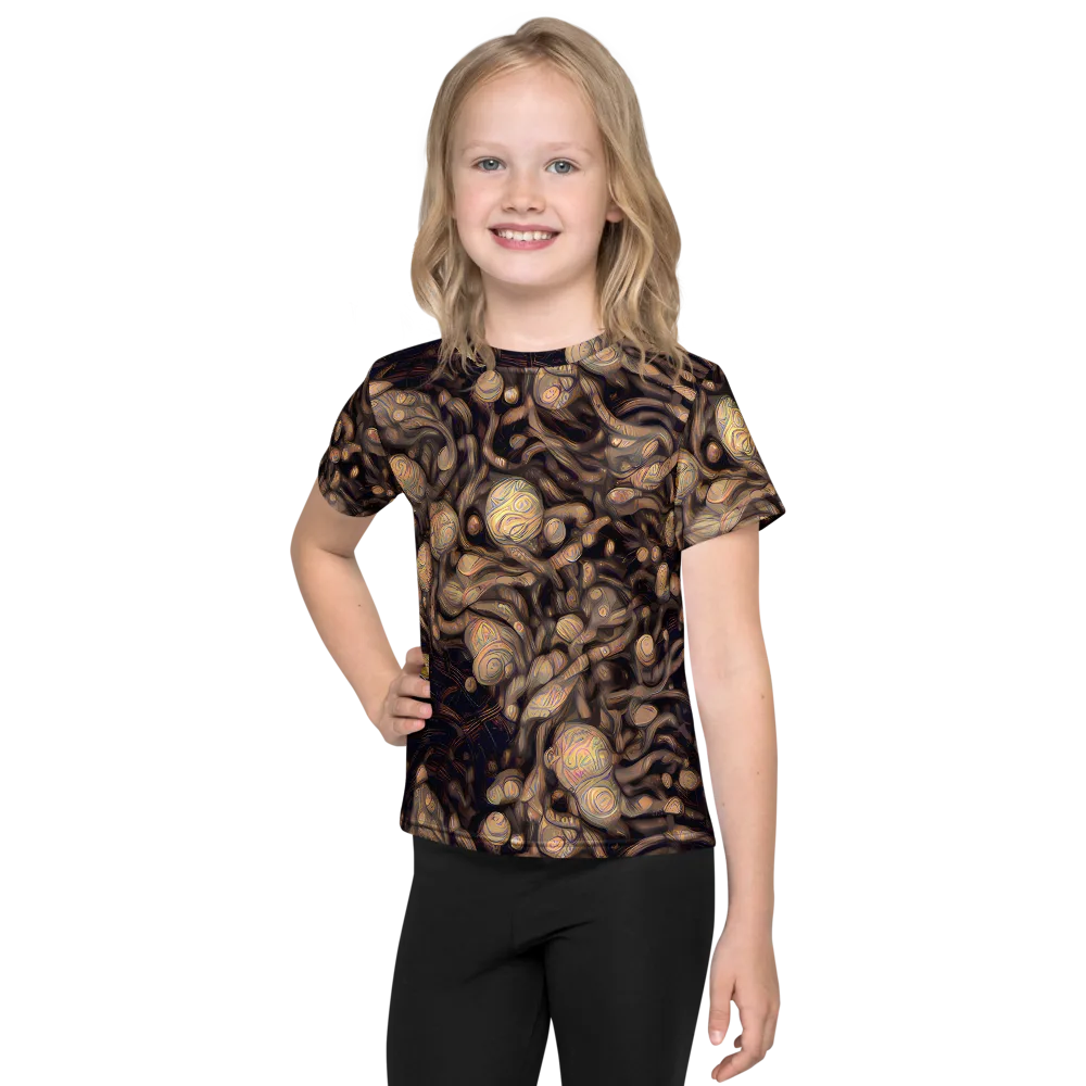 Midnight Tree Rings on Kids Crew Neck T-Shirt — Front