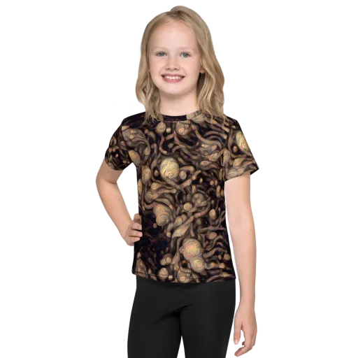 Midnight Tree Rings on a Kids Crew Neck T-Shirt