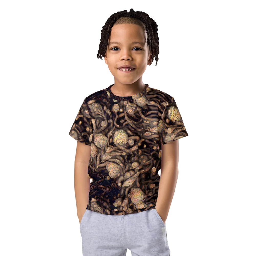 Midnight Tree Rings on Kids Crew Neck T-Shirt — Front