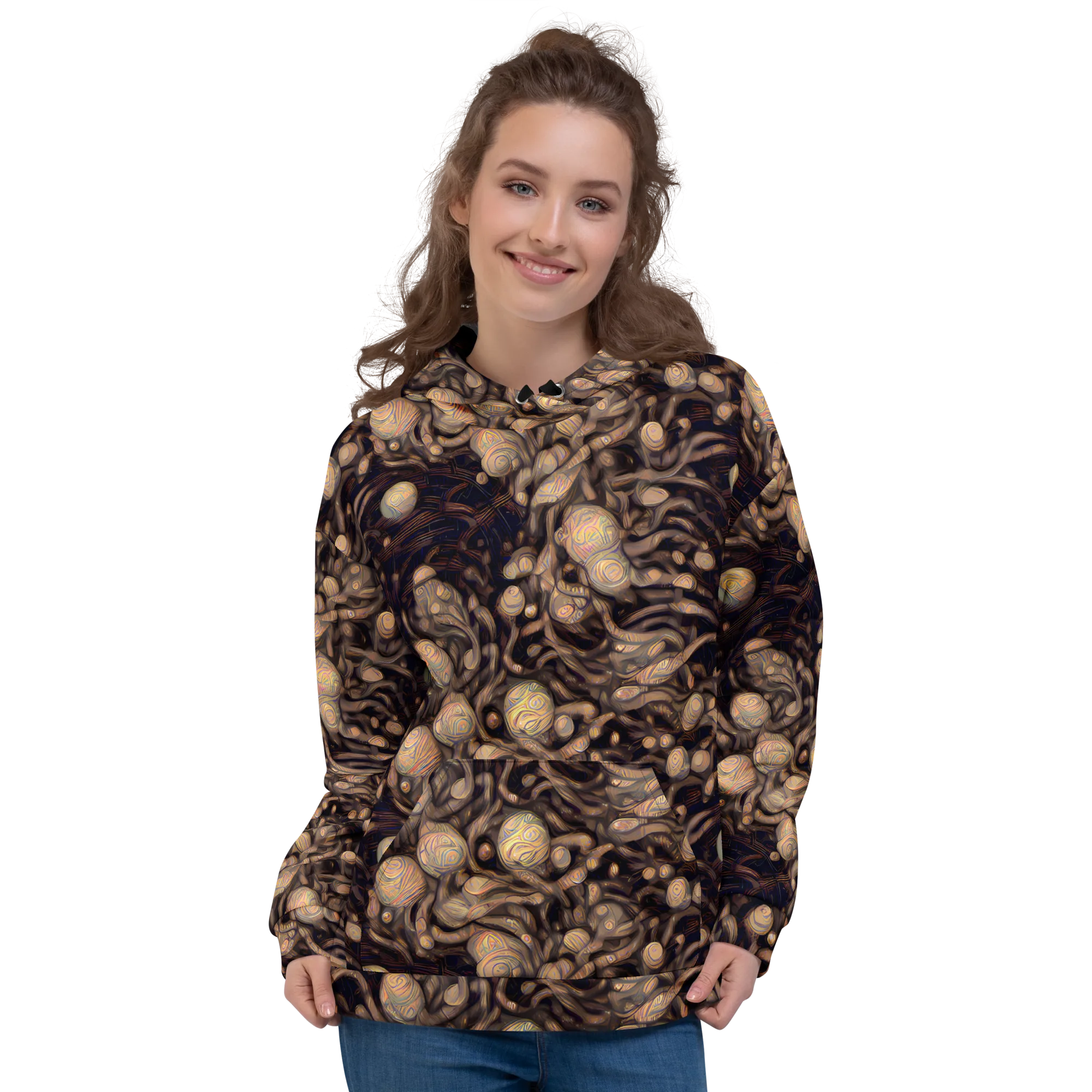 Midnight Tree Rings on Hoodie — Front