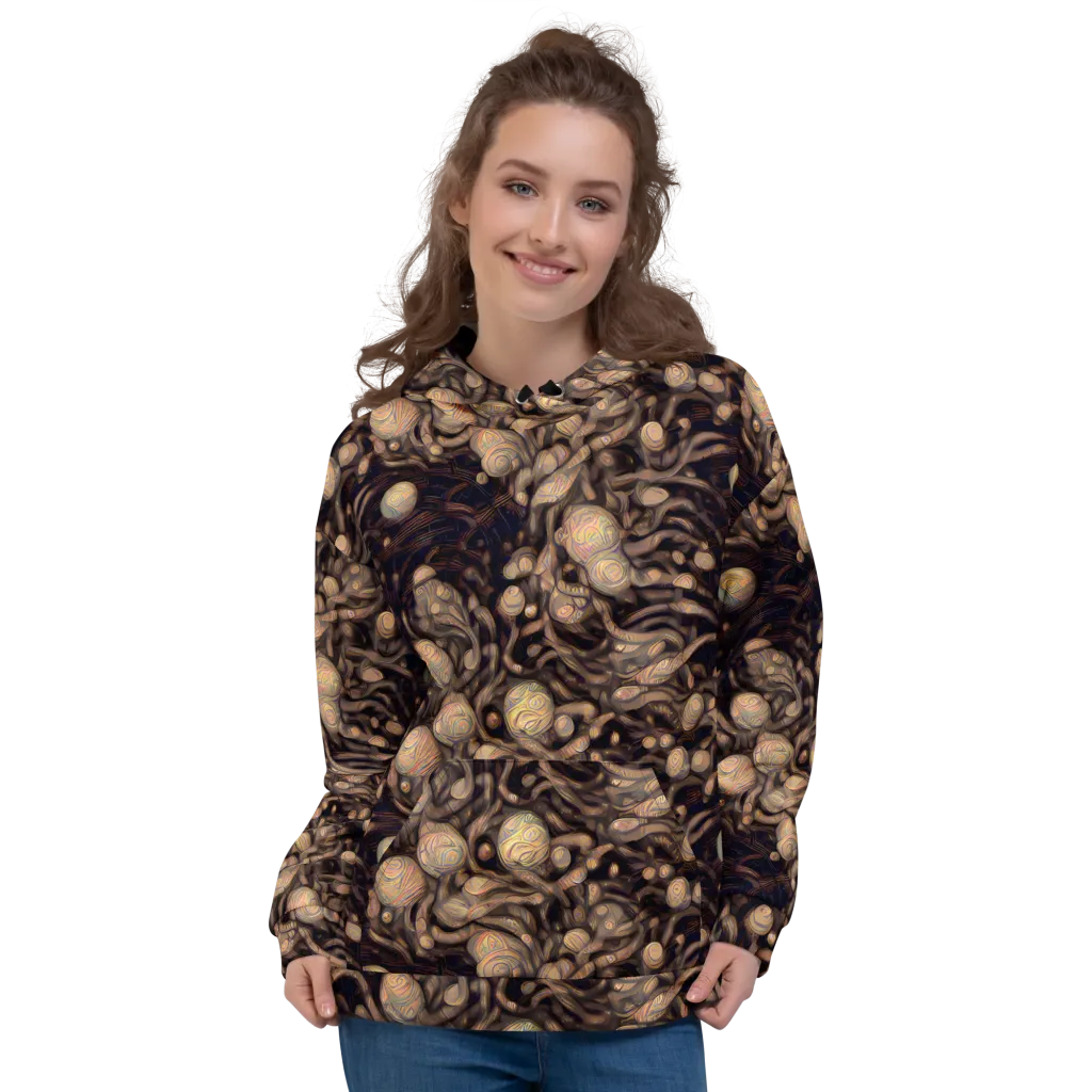 Midnight Tree Rings on Hoodie — Front