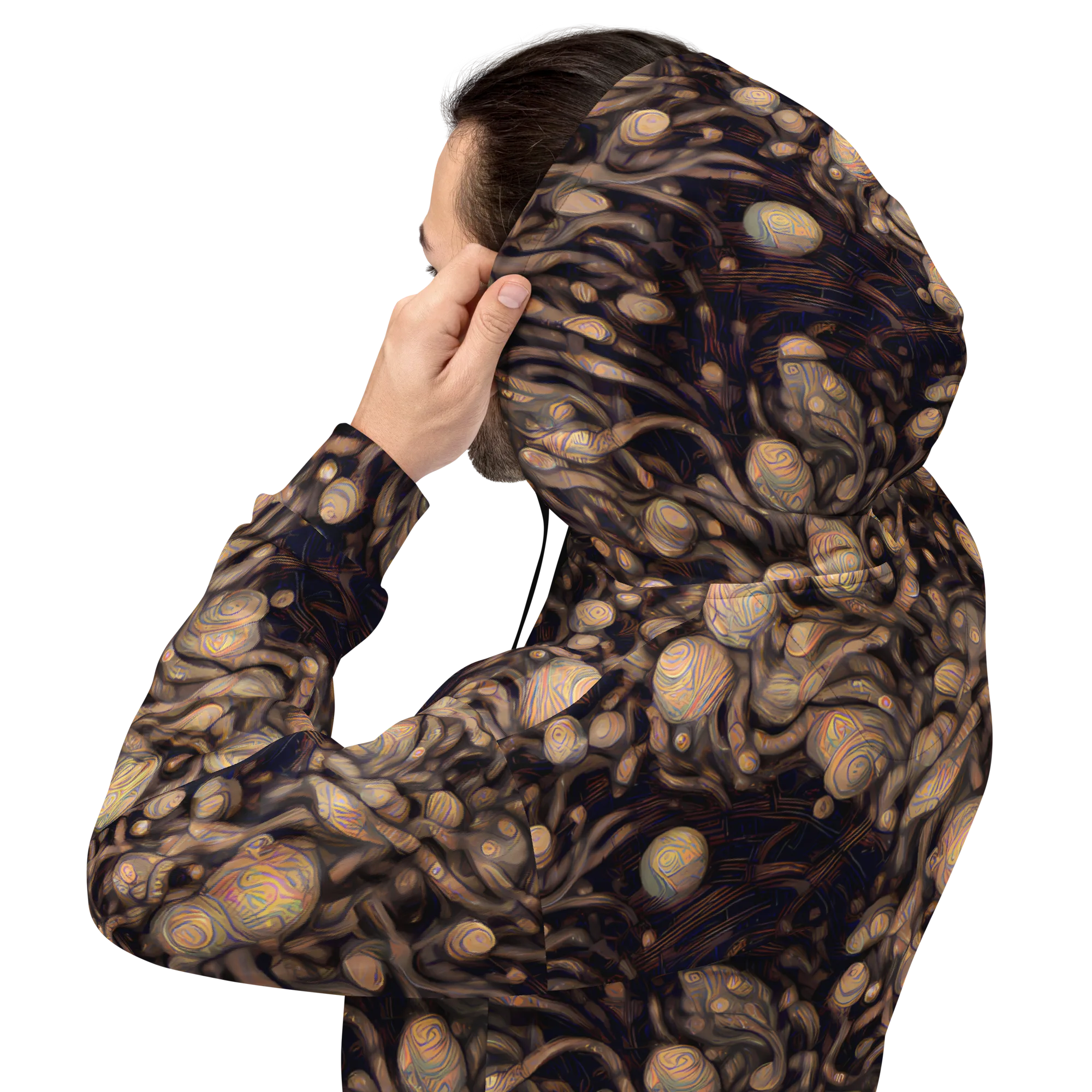 Midnight Tree Rings on Hoodie — Back