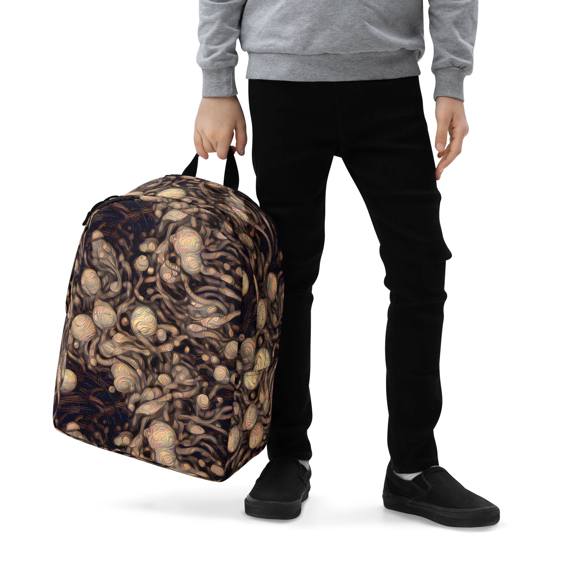 Midnight Tree Rings on Minimalist Backpack — Zoomed-in