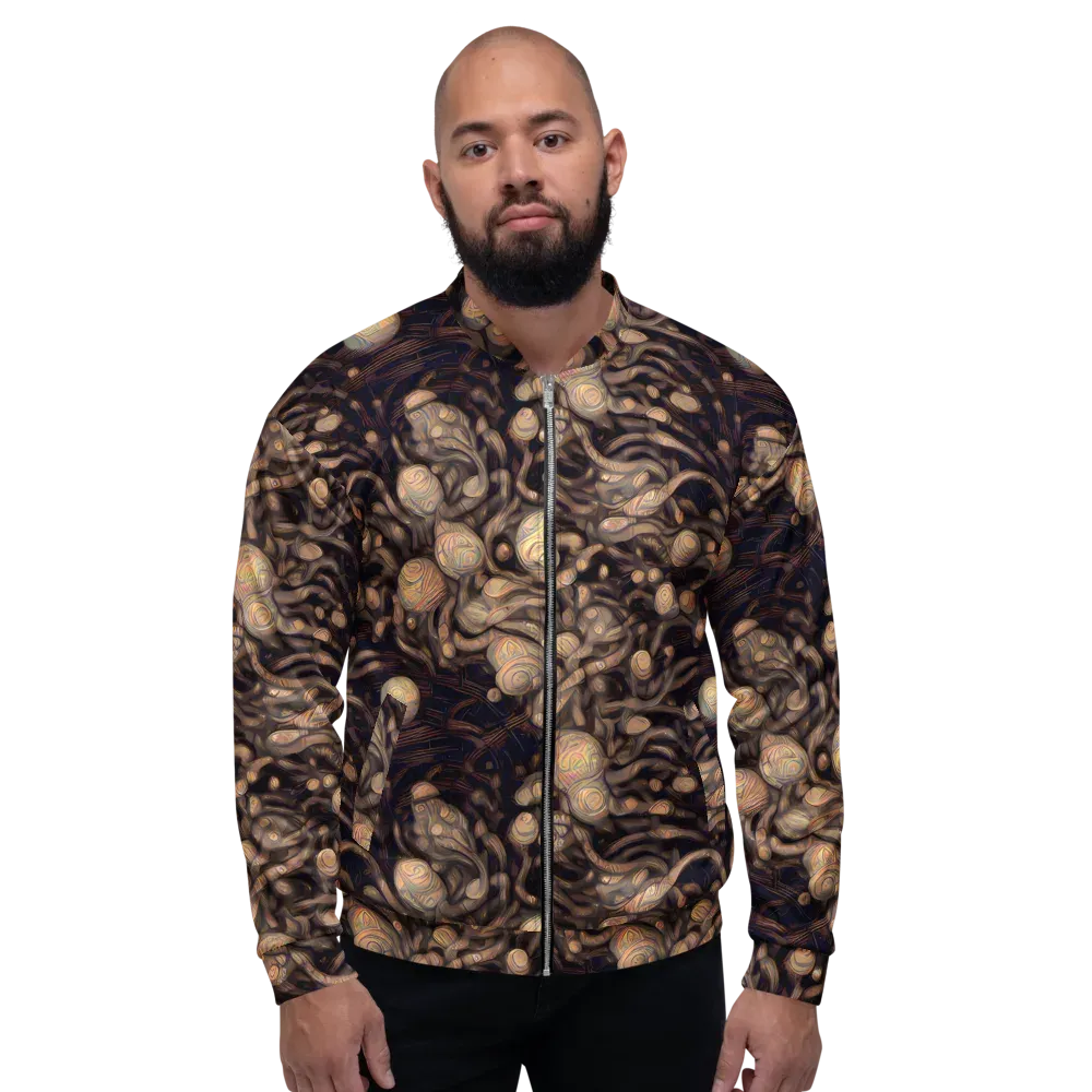 Midnight Tree Rings on Bomber Jacket — Front