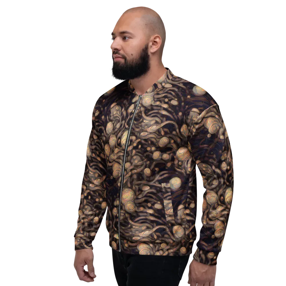 Midnight Tree Rings on Bomber Jacket — Left