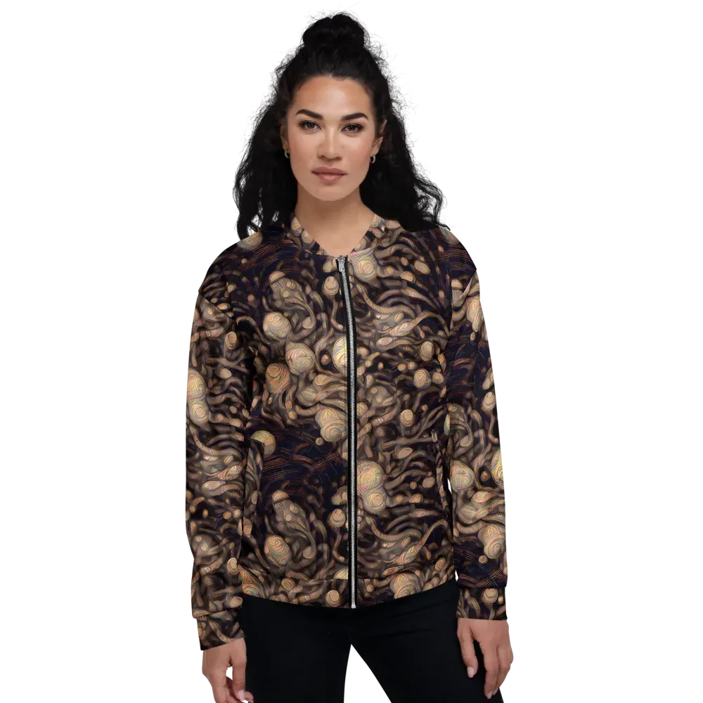 Midnight Tree Rings on Bomber Jacket — Front