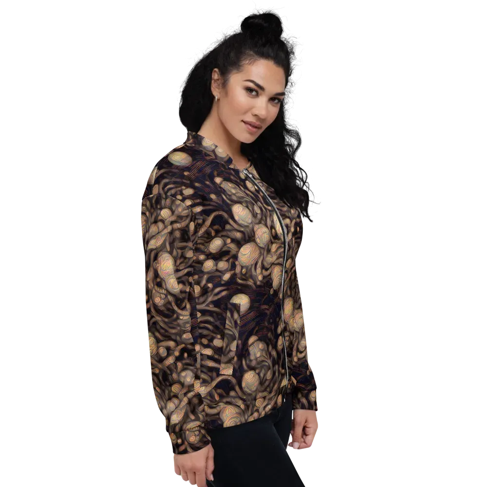Midnight Tree Rings on Bomber Jacket — Right