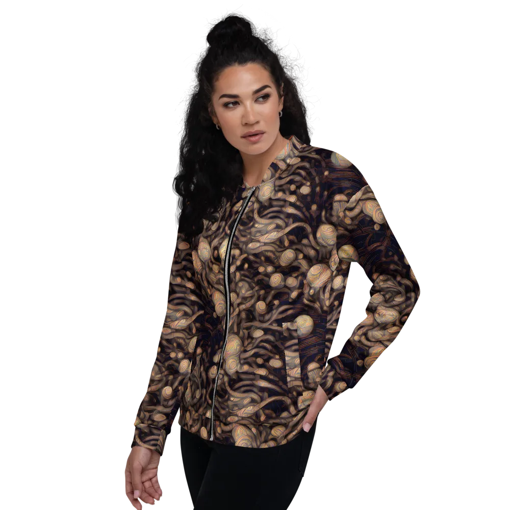Midnight Tree Rings on Bomber Jacket — Left