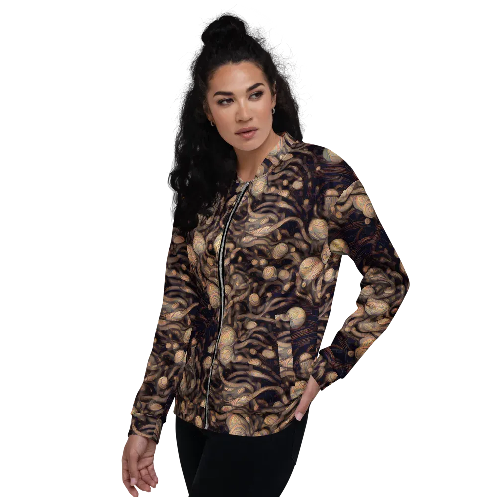 Midnight Tree Rings on Bomber Jacket — Left