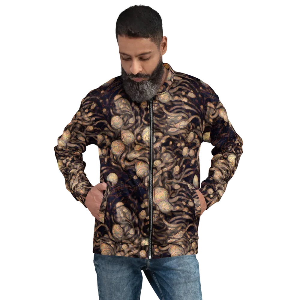 Midnight Tree Rings on Bomber Jacket — Front