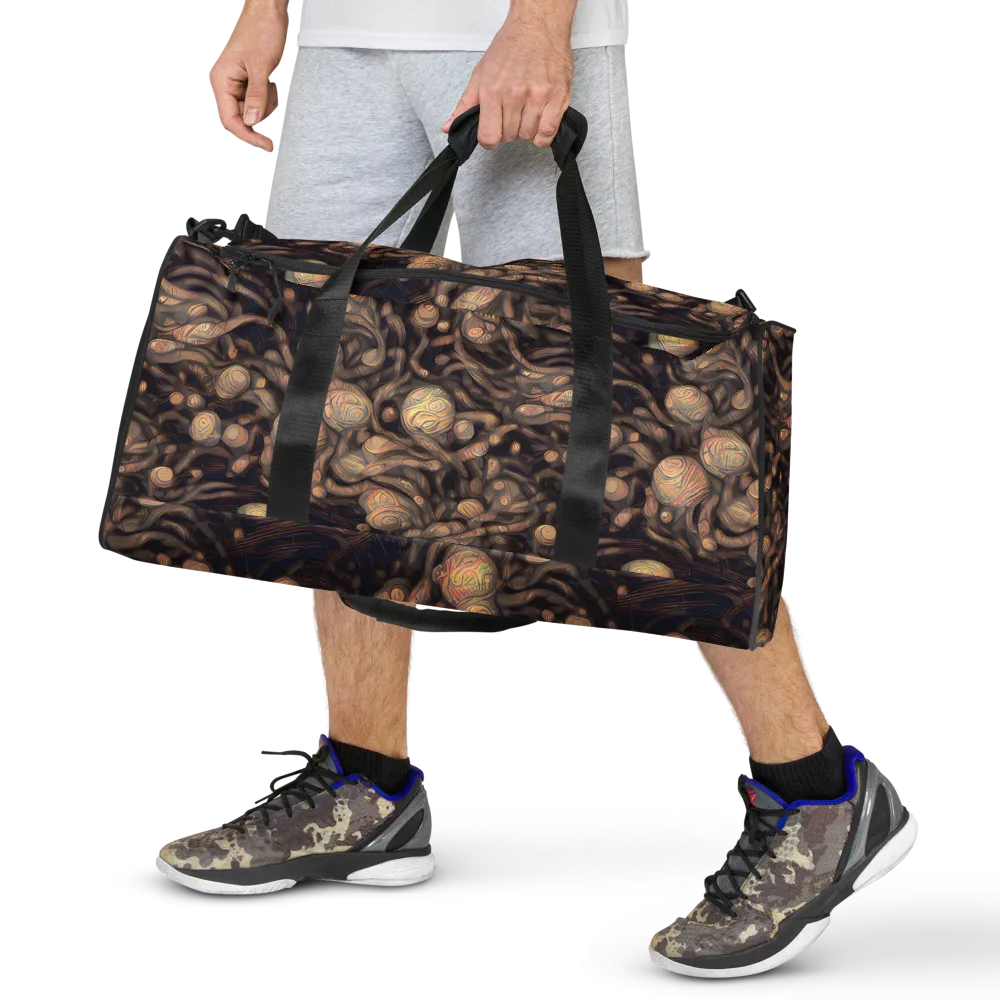 Midnight Tree Rings on Duffle Bag — Front