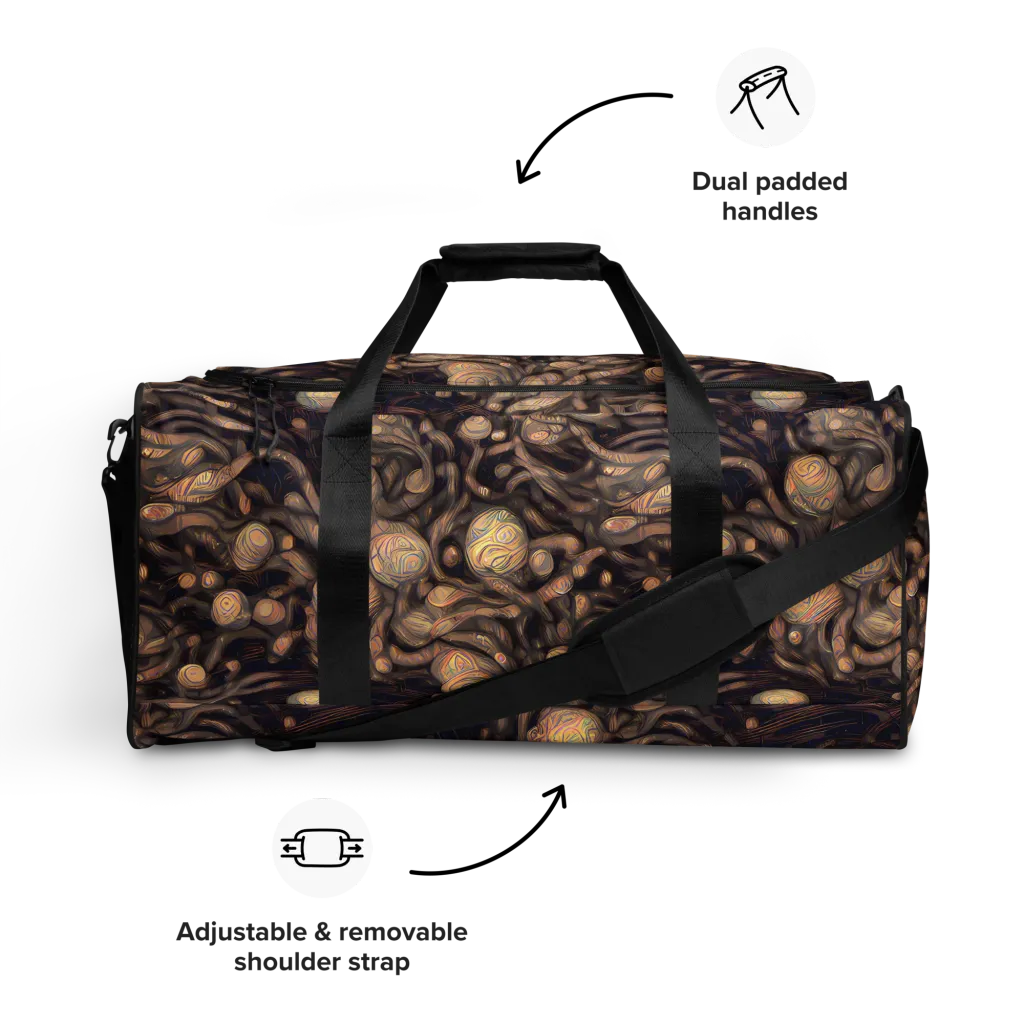 Midnight Tree Rings on Duffle Bag — Front
