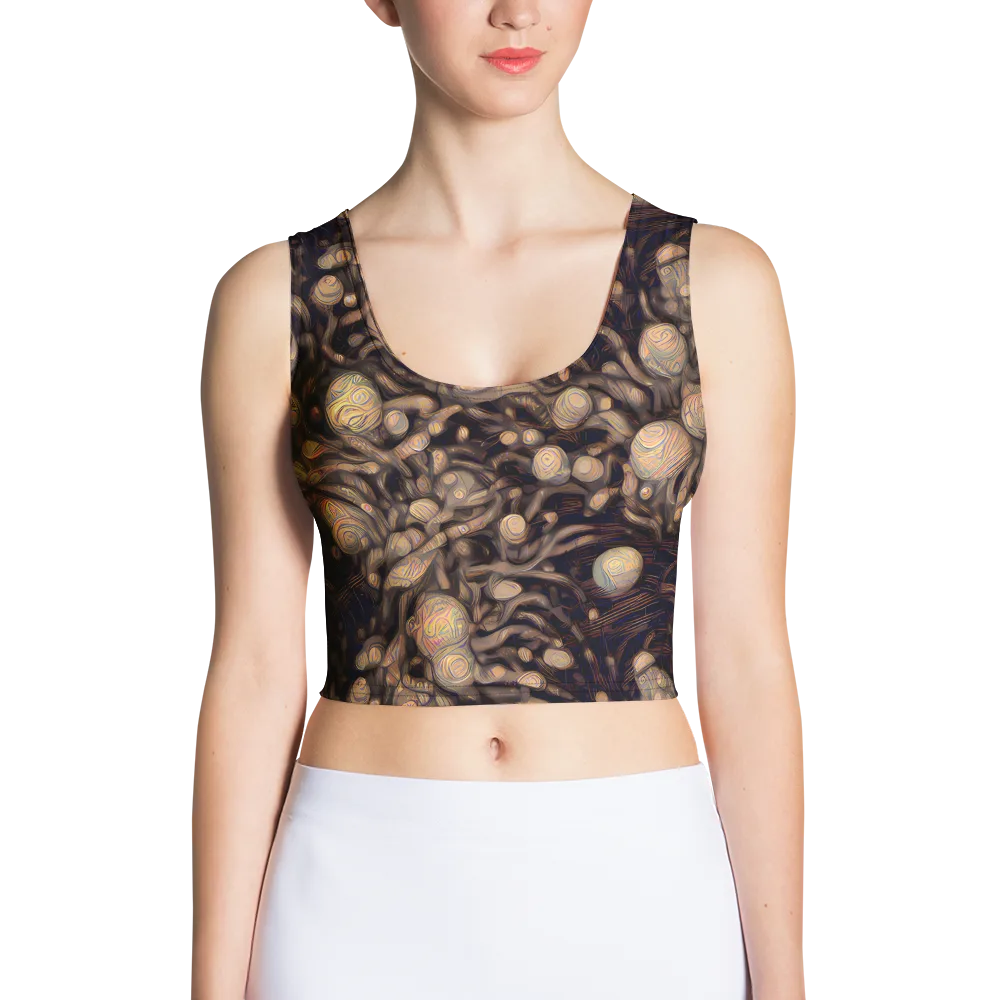 Midnight Tree Rings on Crop Top — Front