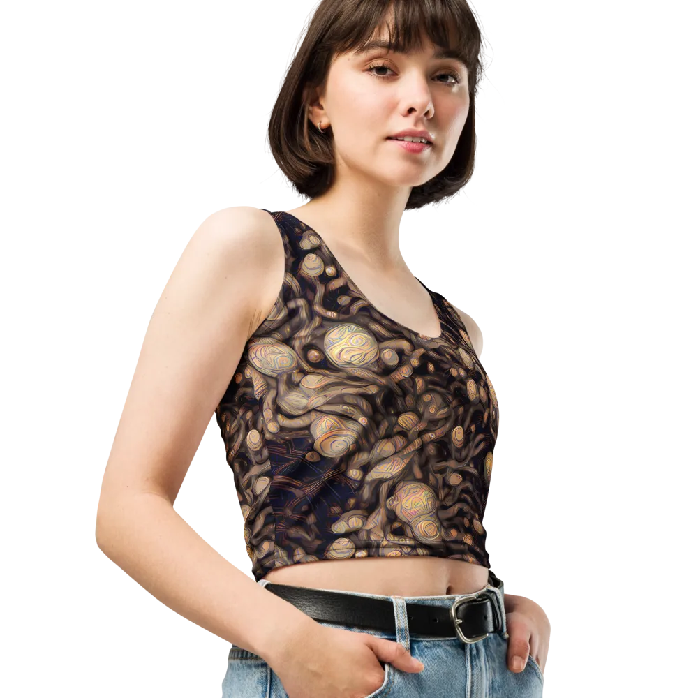 Midnight Tree Rings on Crop Top — Right Front