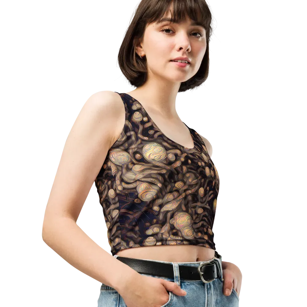 Midnight Tree Rings on Crop Top — Right Front
