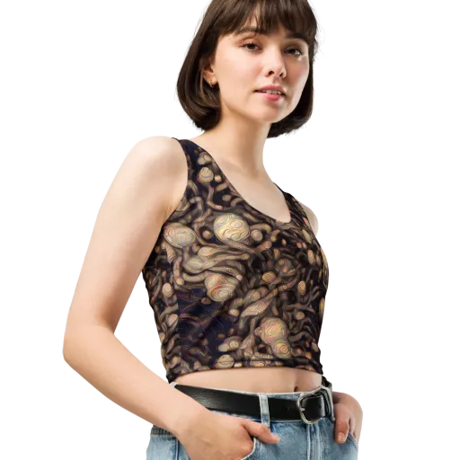 Midnight Tree Rings on a Crop Top