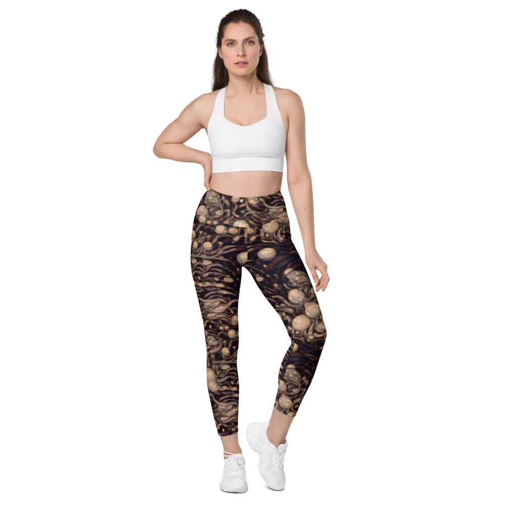 Midnight Tree Rings on Leggings with Pockets — Front