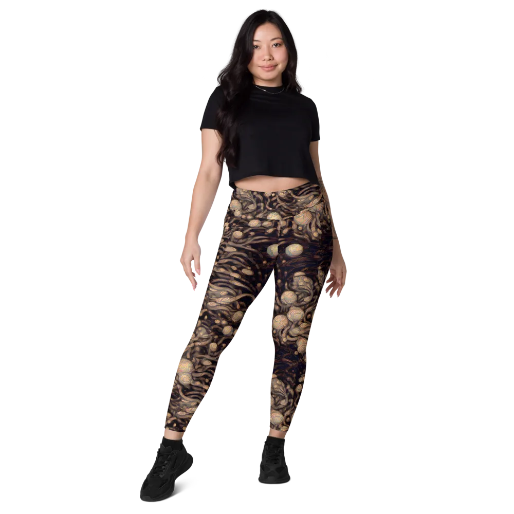 Midnight Tree Rings on Leggings with Pockets — Front