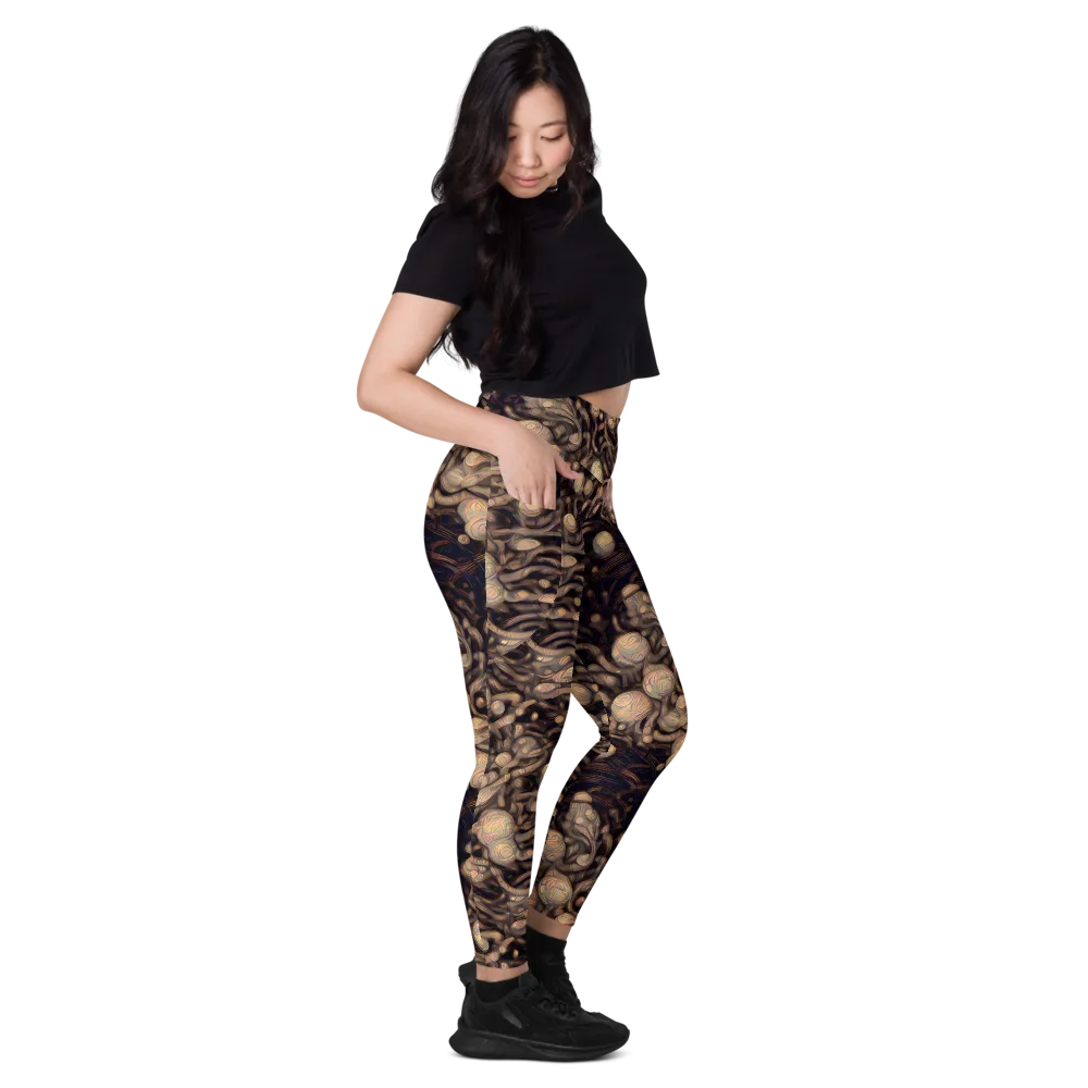 Midnight Tree Rings on Leggings with Pockets — Right