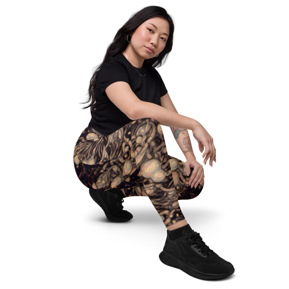 Midnight Tree Rings on Leggings with Pockets — Right Front