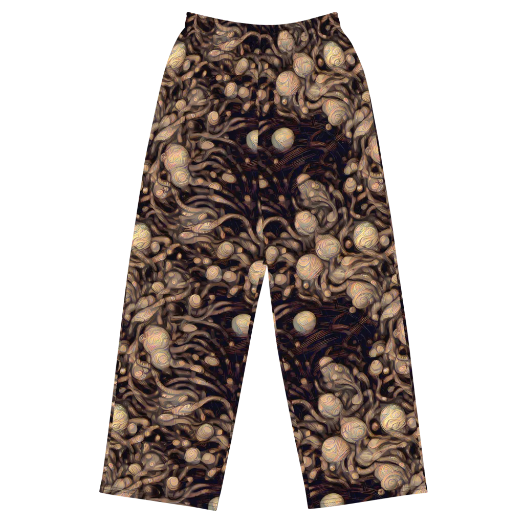Midnight Tree Rings on Wide-Leg Pants — Front