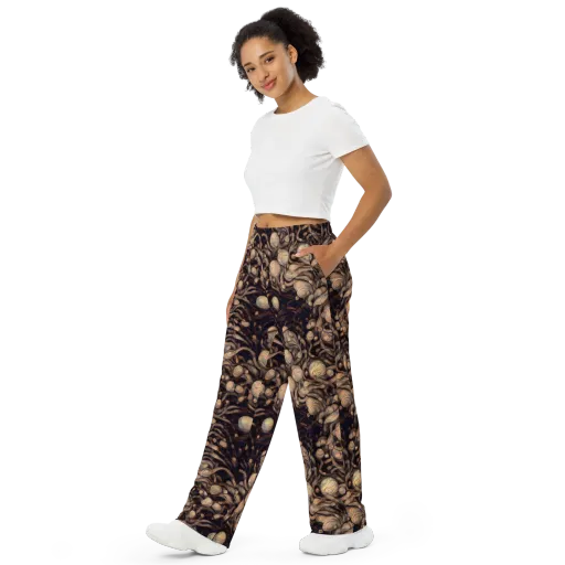 Midnight Tree Rings on a Wide-Leg Pants