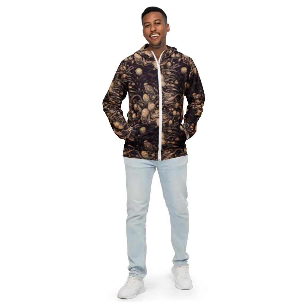 Midnight Tree Rings on Men's Windbreaker — Front