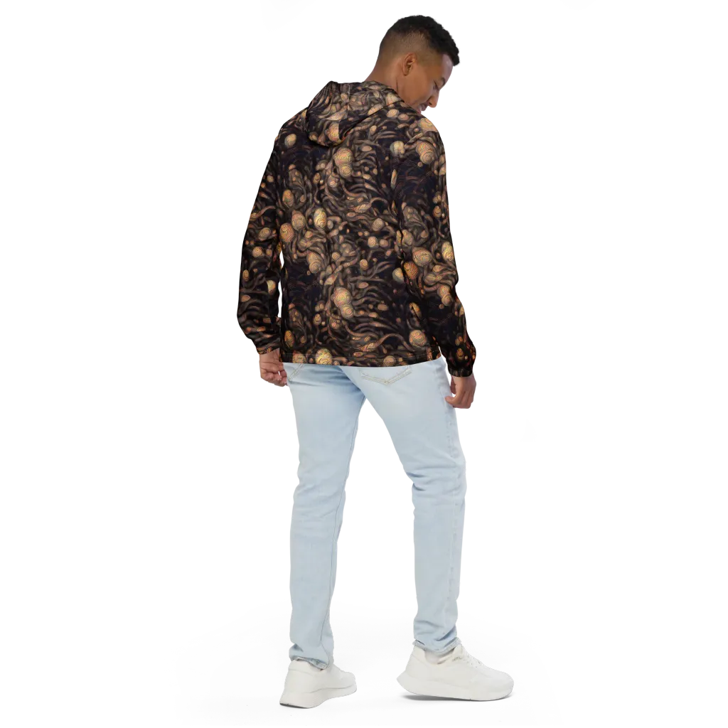 Midnight Tree Rings on Men's Windbreaker — Back