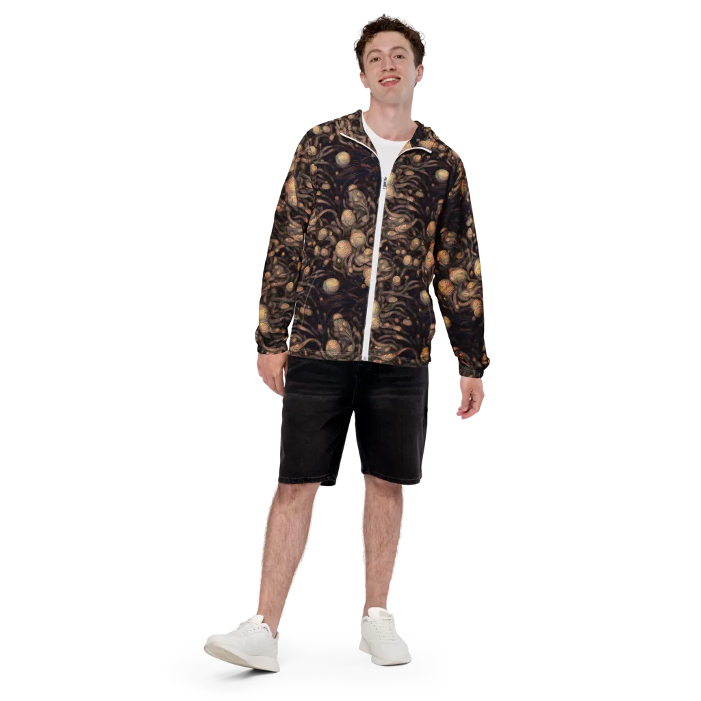 Midnight Tree Rings on Men's Windbreaker — Front