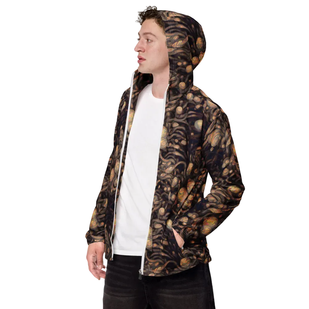 Midnight Tree Rings on Men's Windbreaker — Left Front