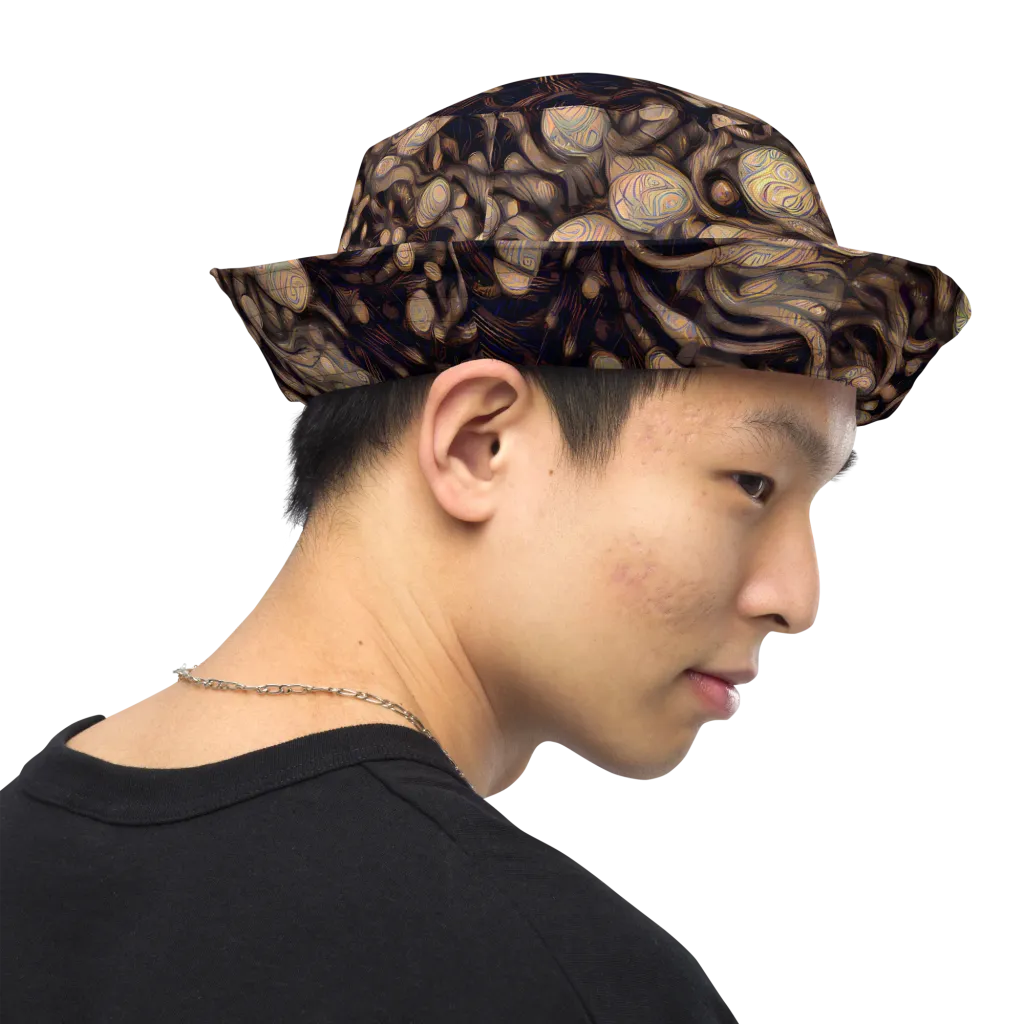 Midnight Tree Rings on Reversible Bucket Hat — Right Outside