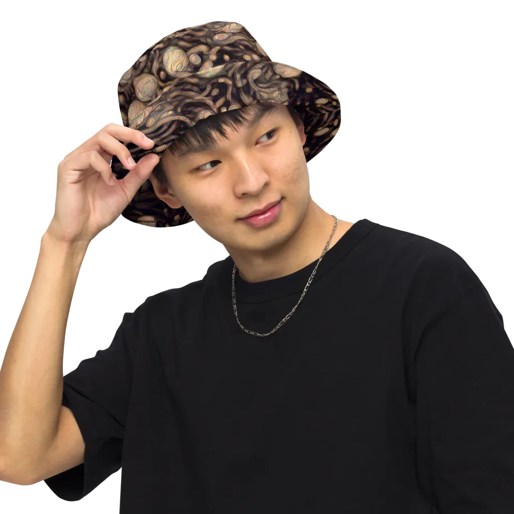 Midnight Tree Rings on Reversible Bucket Hat — Front Inside