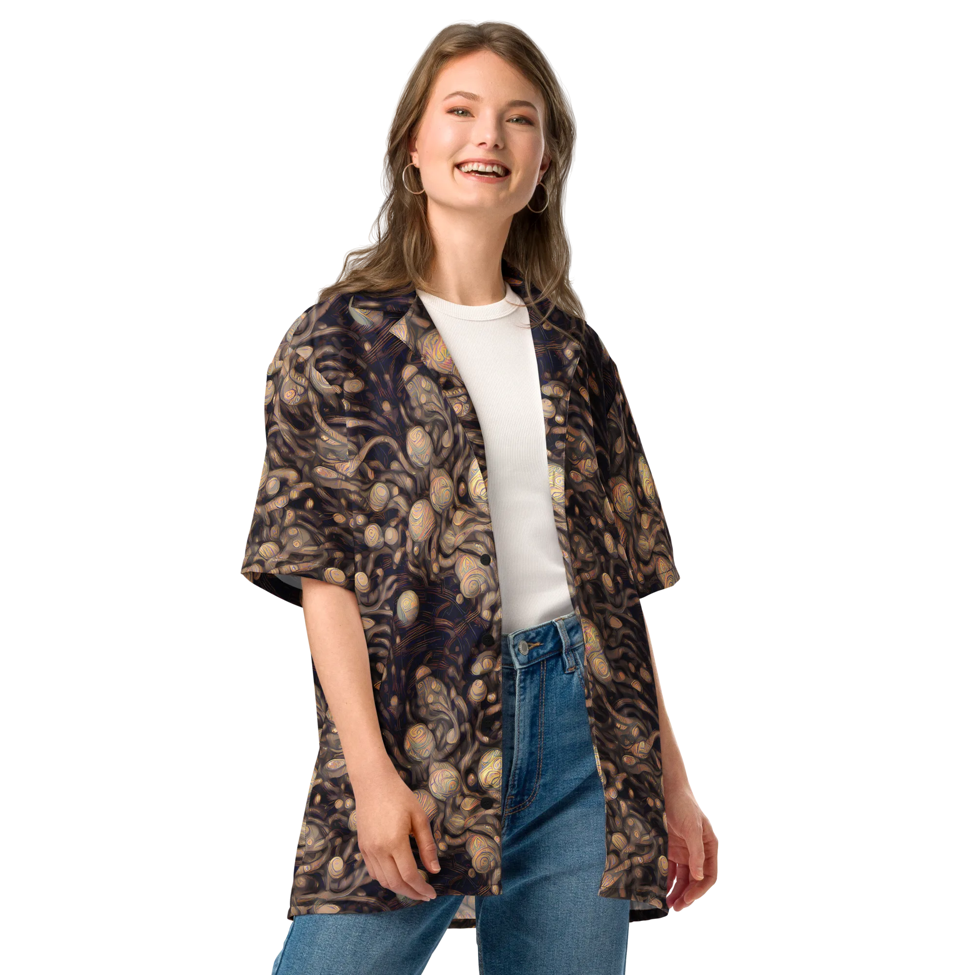Midnight Tree Rings on Button Shirt — Front