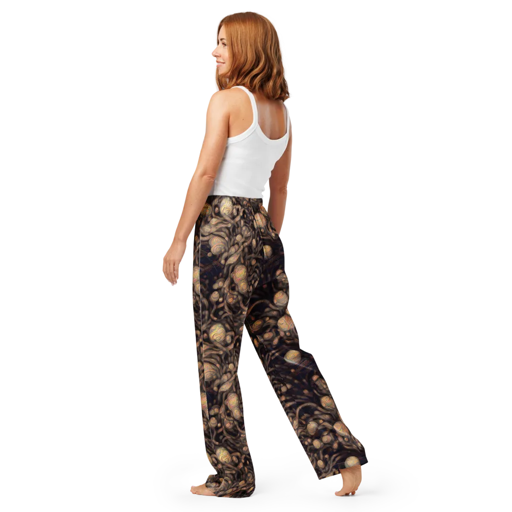 Midnight Tree Rings on Women's Pajama Pants — Back