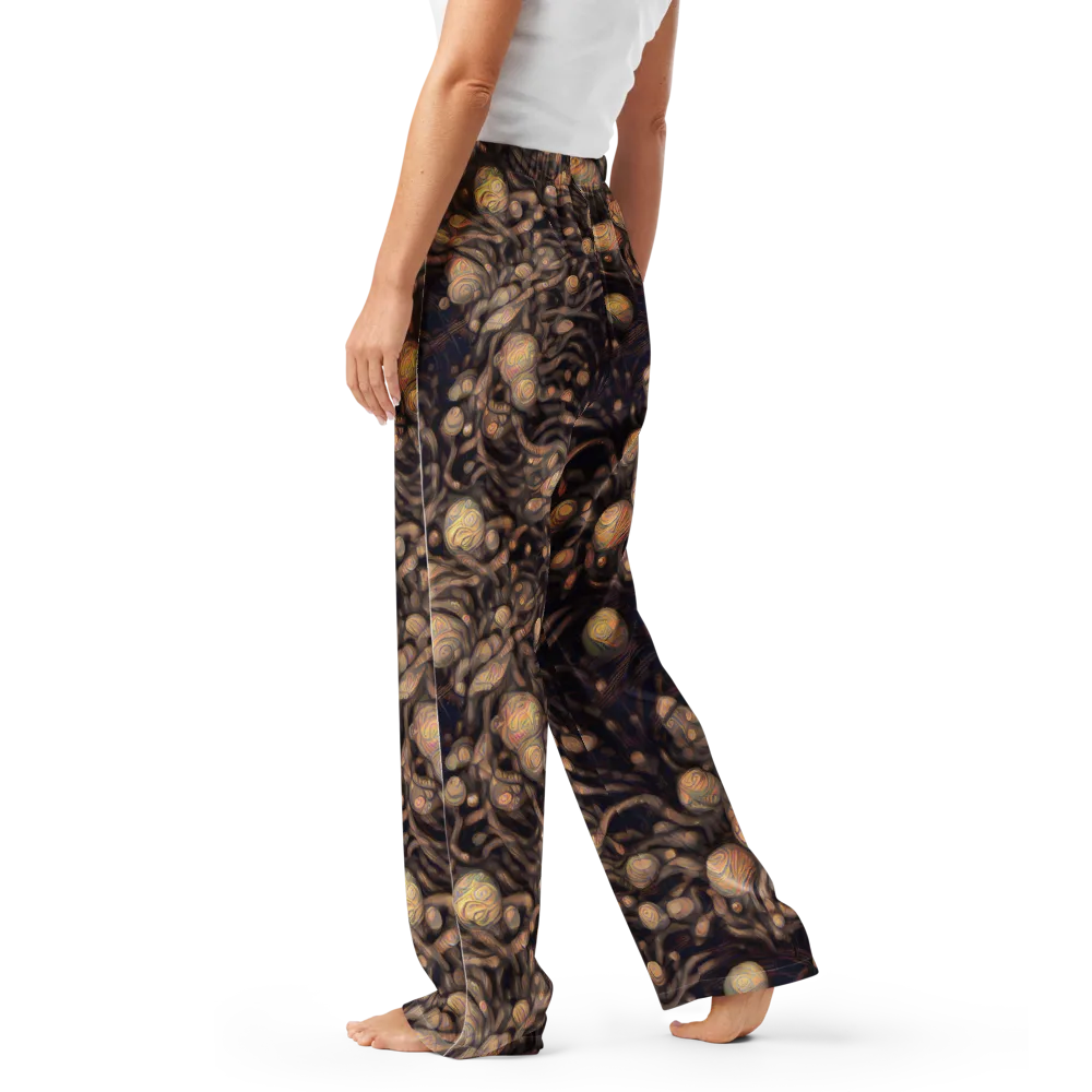 Midnight Tree Rings on Women's Pajama Pants — Left