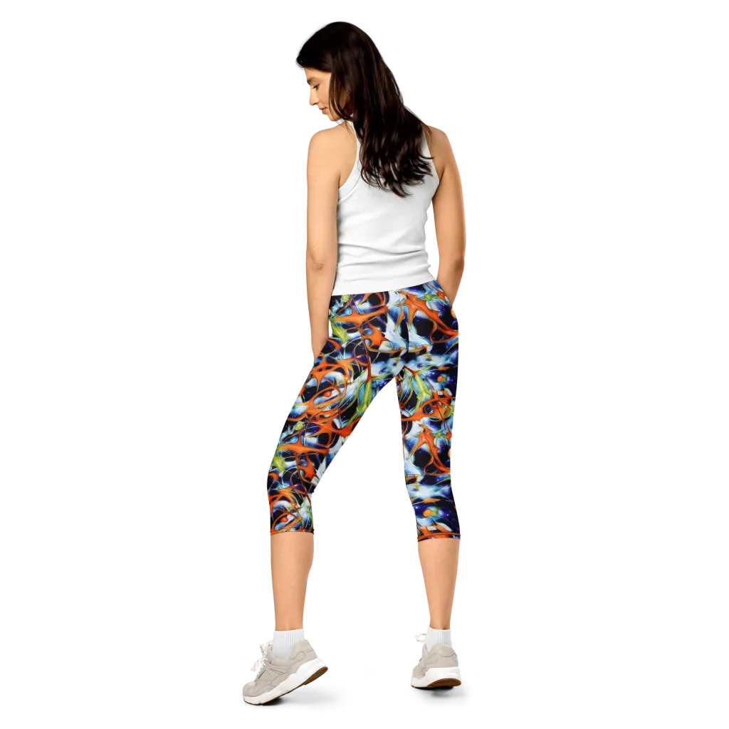 Astral Citrus on Capri Leggings — Back