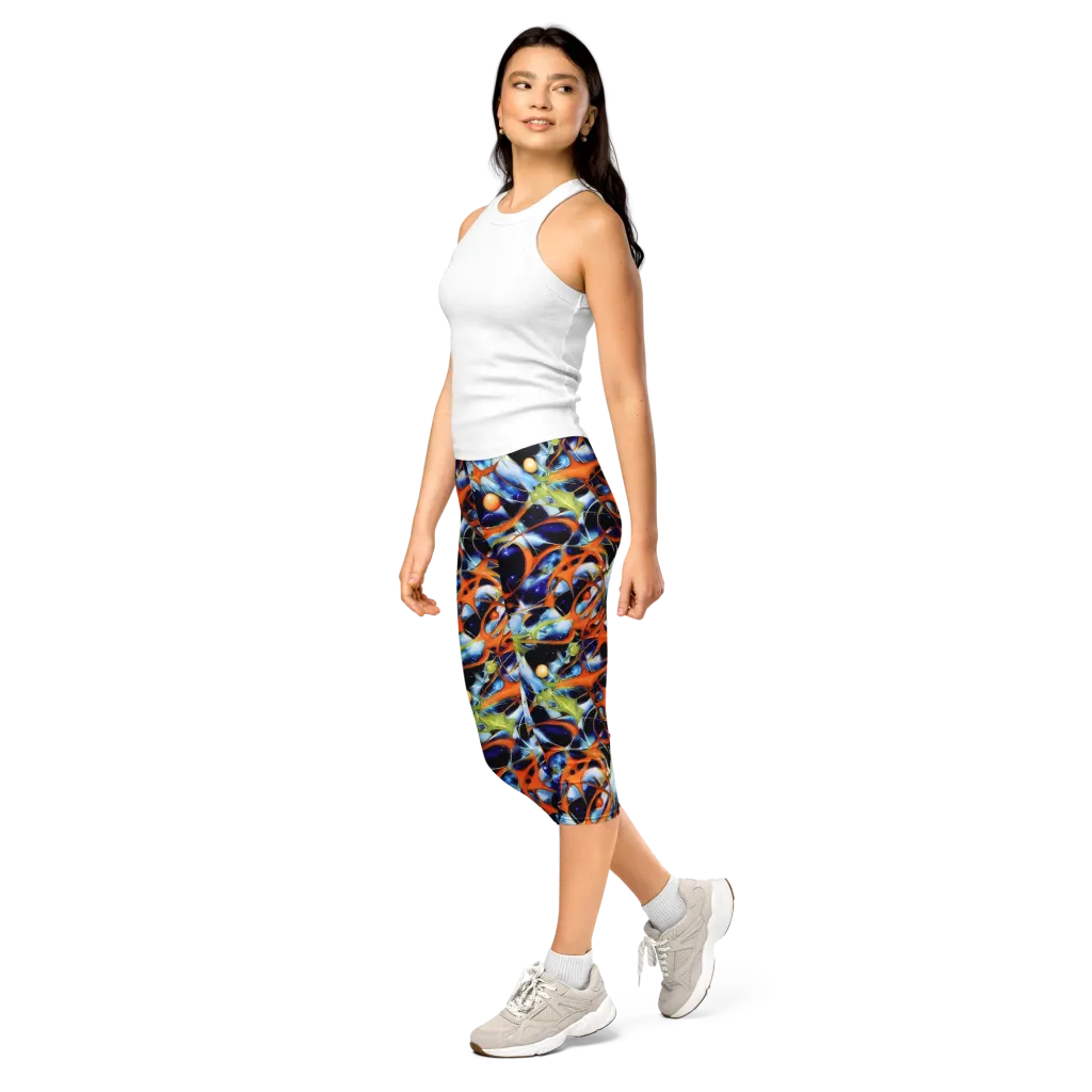 Astral Citrus on Capri Leggings — Left Front