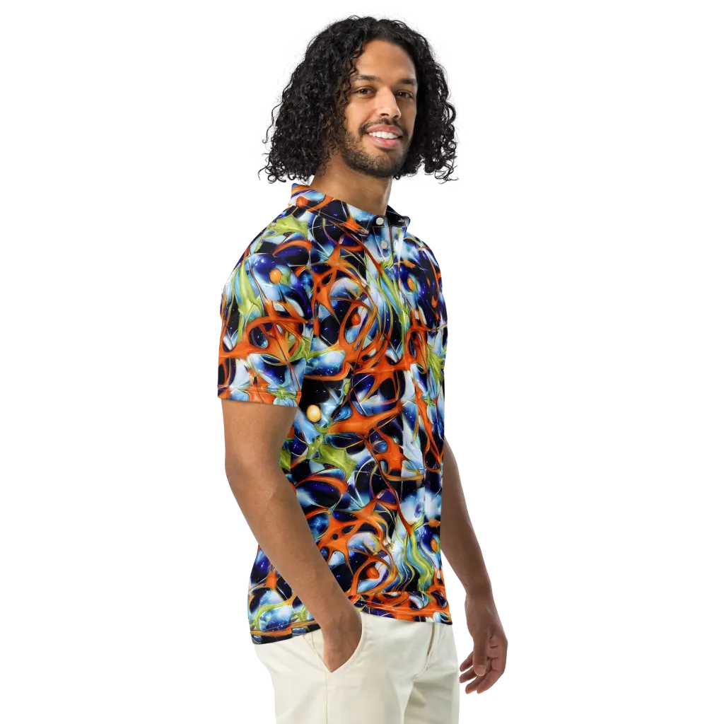 Astral Citrus on Men's Slim Fit Polo Shirt — Right Front