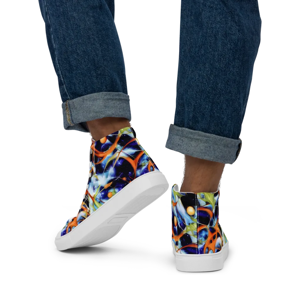 Astral Citrus on Men's High Top Canvas Shoes — Back