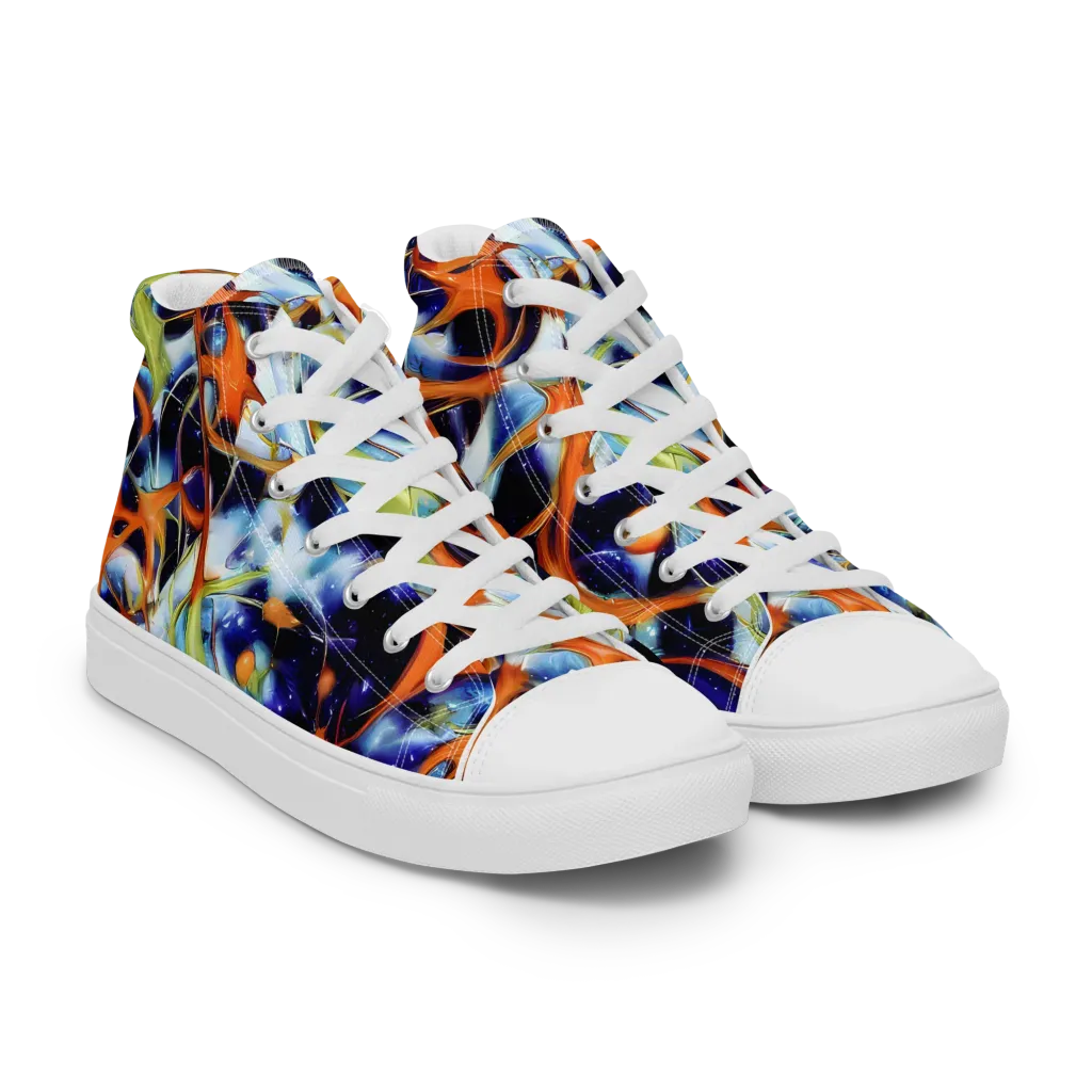 Astral Citrus on Women's High Top Canvas Shoes — Right Front