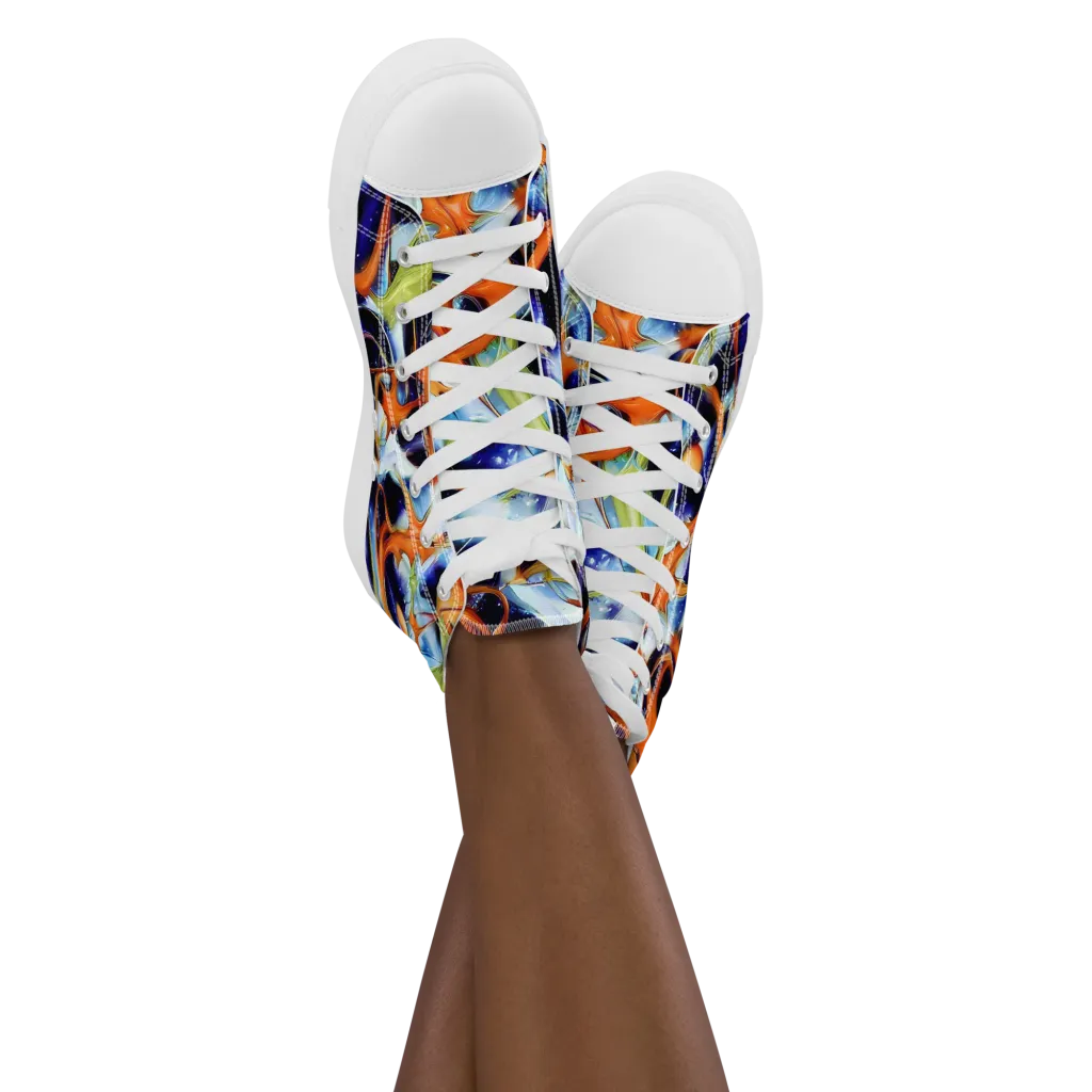 Astral Citrus on Women's High Top Canvas Shoes — Front