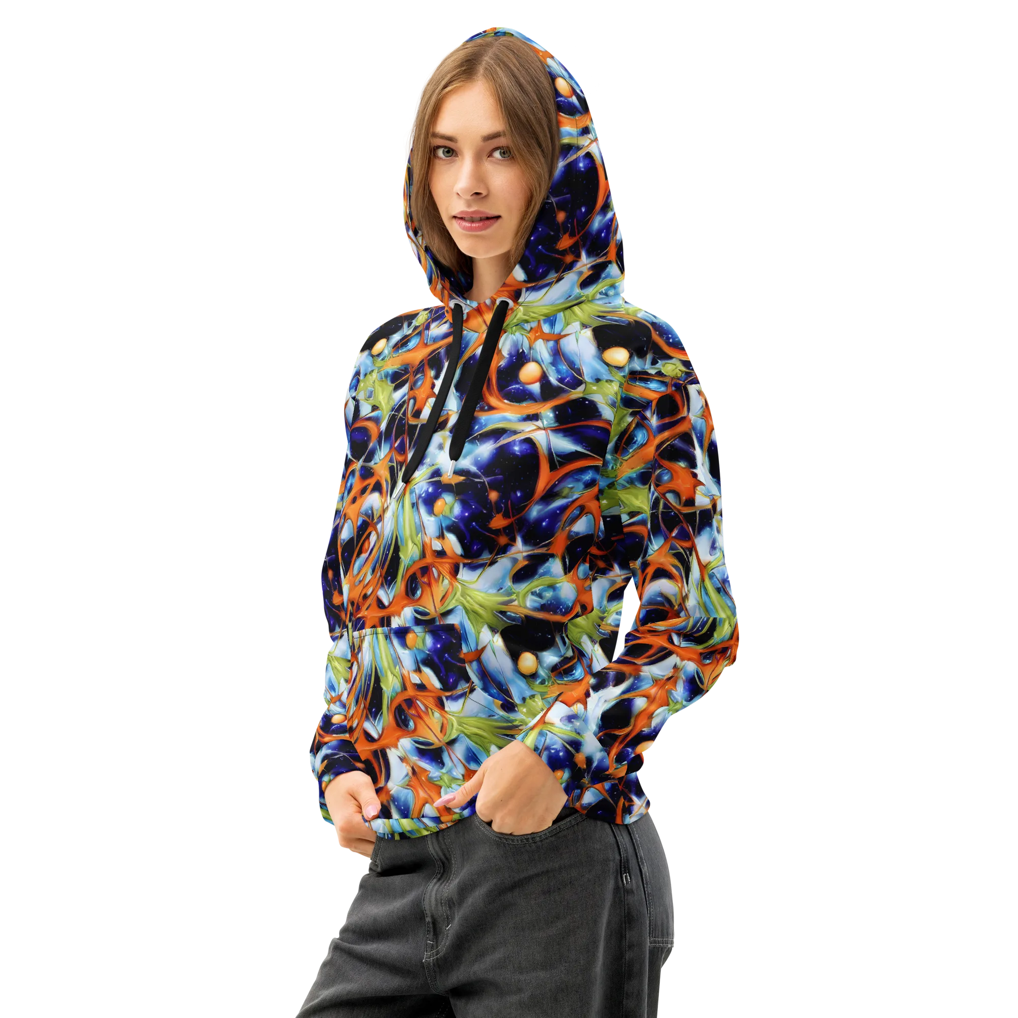 Astral Citrus on Cotton Hoodie — Left Front