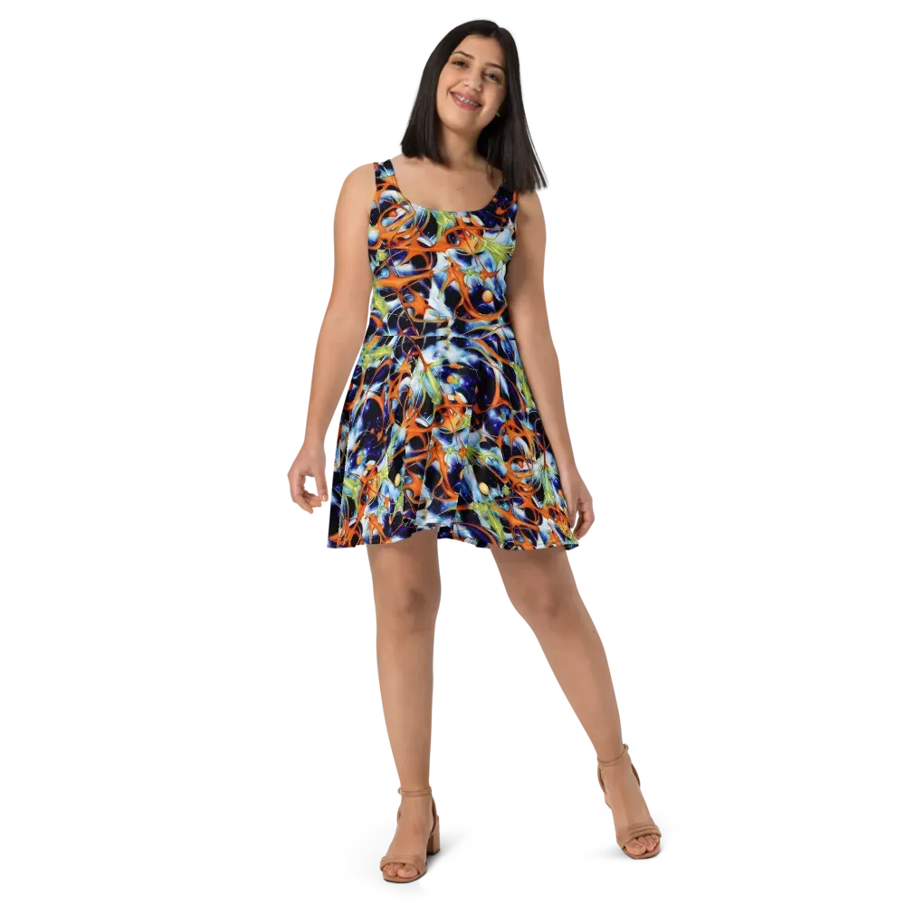 Astral Citrus on Skater Dress — Front