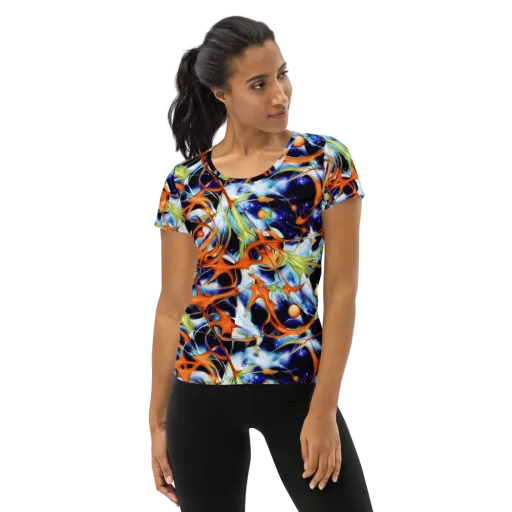 Astral Citrus on a Women's Athletic T-Shirt